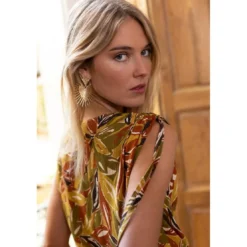 3S. x RééditionTop Stella ocre en viscose