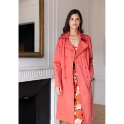 3S. x RééditionTrench long en coton Farah Réédition terracotta
