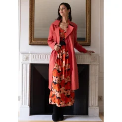 3S. x RééditionTrench long en coton Farah Réédition terracotta