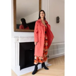 3S. x RééditionTrench long en coton Farah Réédition terracotta