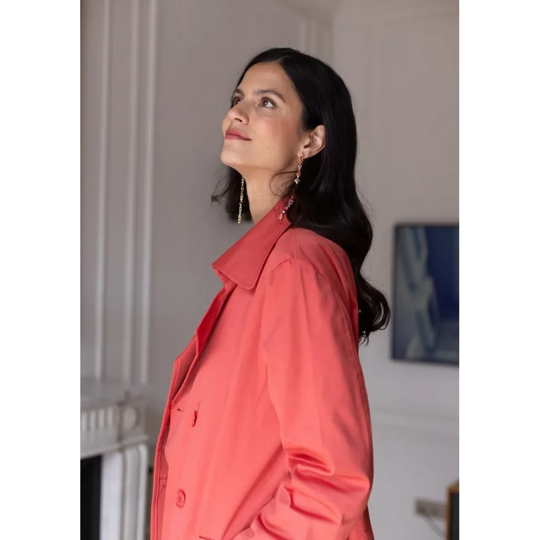 3S. x RééditionTrench long en coton Farah Réédition terracotta