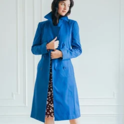 3S. x RééditionTrench long en coton Farah bleu