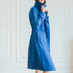3S. x RééditionTrench long en coton Farah bleu
