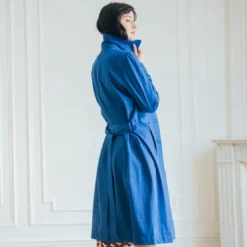 3S. x RééditionTrench long en coton Farah bleu