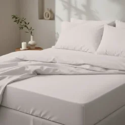 3S. x SignatureDrap housse Luxe Percale de coton Bio - Beige - Avoine