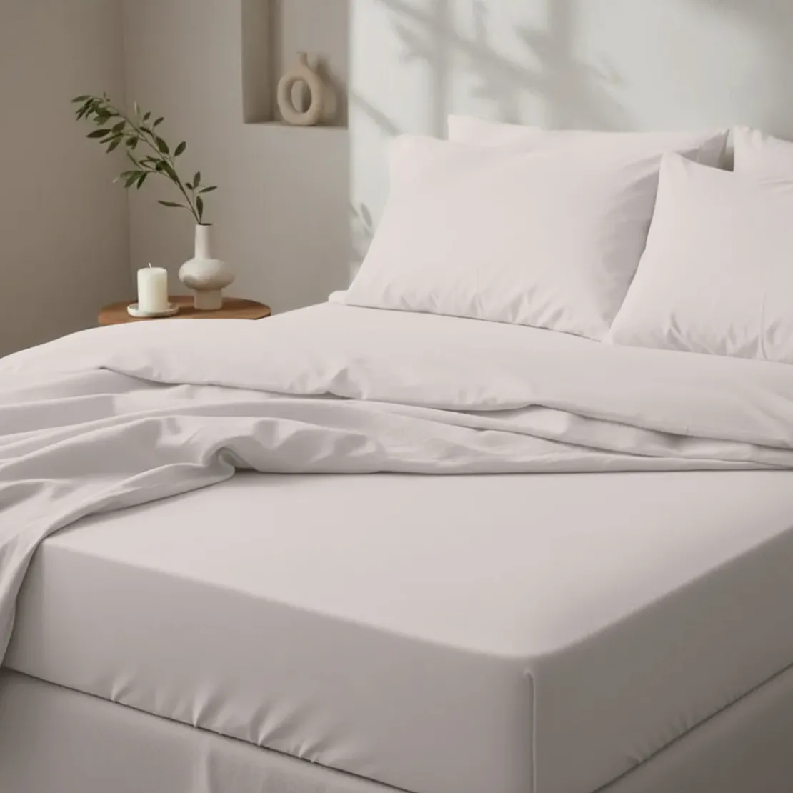 3S. x SignatureDrap housse Luxe Percale de coton Bio - Beige - Avoine