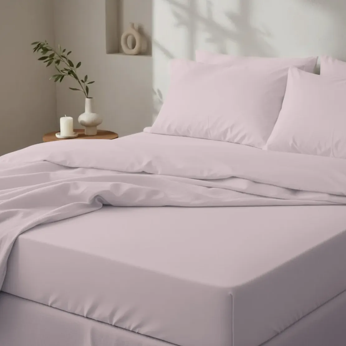 3S. x SignatureDrap housse Luxe Percale de coton Bio - Rose - Dragée