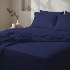 3S. x SignatureDrap housse Luxe Percale de coton Bio - Bleu Minuit