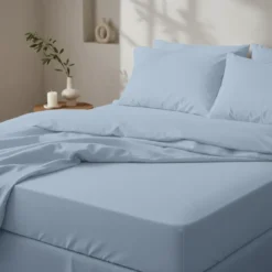 3S. x SignatureDrap housse Luxe Percale de coton Bio - Bleu - Azur