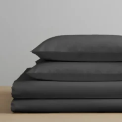 3S. x SignatureDrap housse Luxe Percale de coton Bio - Gris Anthracite - Basalte