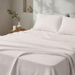 3S. x SignatureDrap plat Luxe Percale de coton Bio - Beige - Avoine