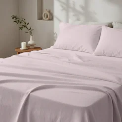 3S. x SignatureDrap plat Luxe Percale de coton Bio - Rose - Dragée