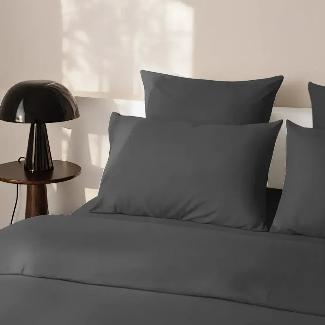 3S. x SignatureHousse de couette Luxe Percale de coton Bio - Gris Anthracite - Basalte