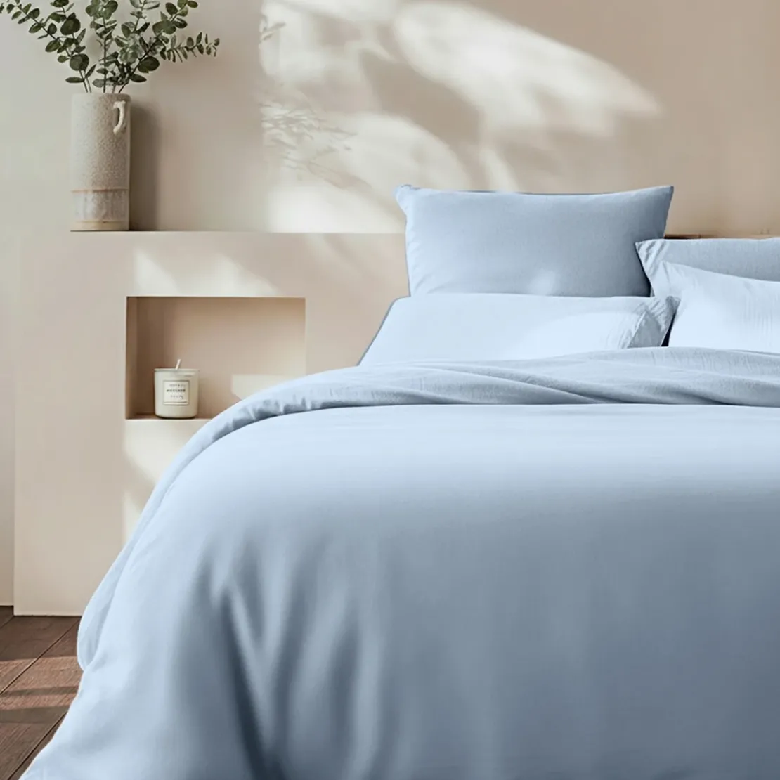 3S. x SignatureHousse de couette Luxe Percale de coton Bio - Bleu - Azur