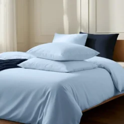3S. x SignatureHousse de couette Luxe Percale de coton Bio - Bleu - Azur