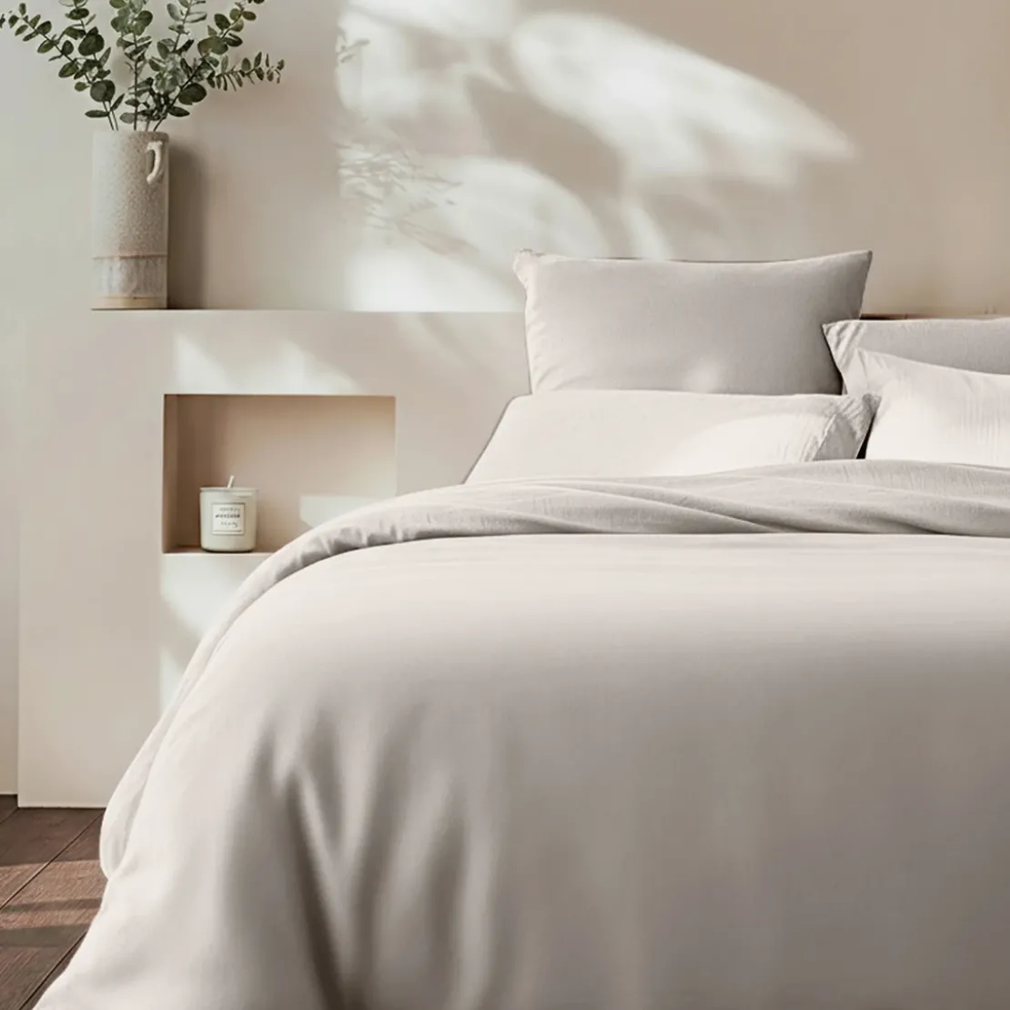 3S. x SignatureHousse de couette Luxe Percale de coton Bio - Beige - Avoine