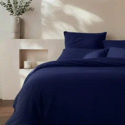 3S. x SignatureHousse de couette Luxe Percale de coton Bio - Bleu Minuit