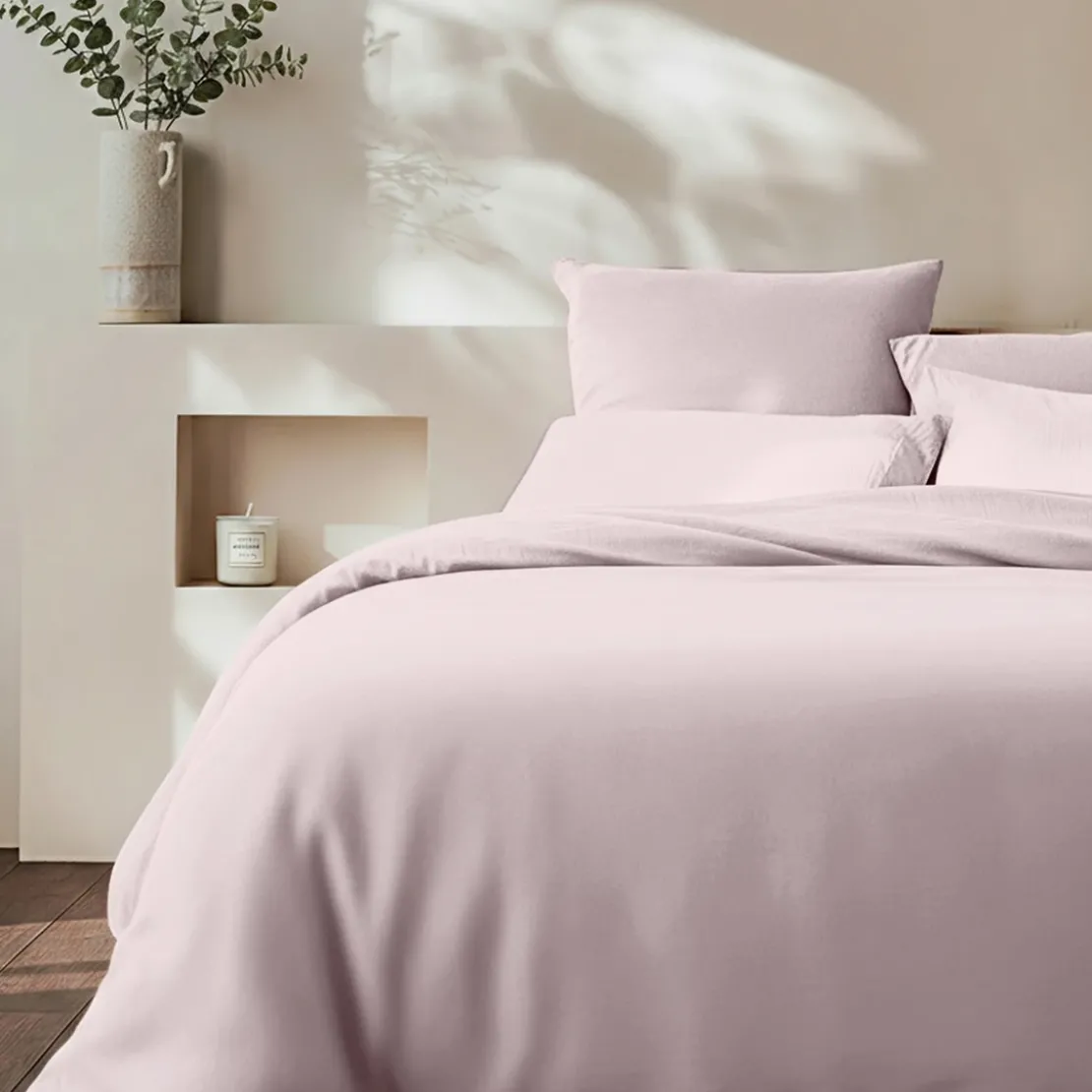 3S. x SignatureHousse de couette Luxe Percale de coton Bio - Rose - Dragée
