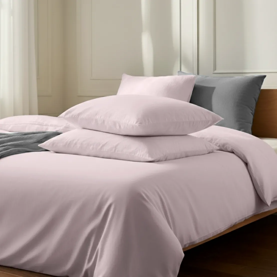 3S. x SignatureHousse de couette Luxe Percale de coton Bio - Rose - Dragée