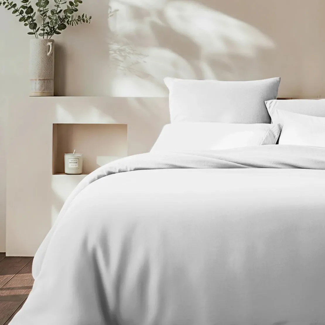 3S. x SignatureHousse de couette Luxe Percale de coton Bio - Blanc - Écume