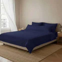 3S. x SignatureTaie d'oreiller ou taie de traversin Luxe Percale de coton Bio - Bleu Minuit