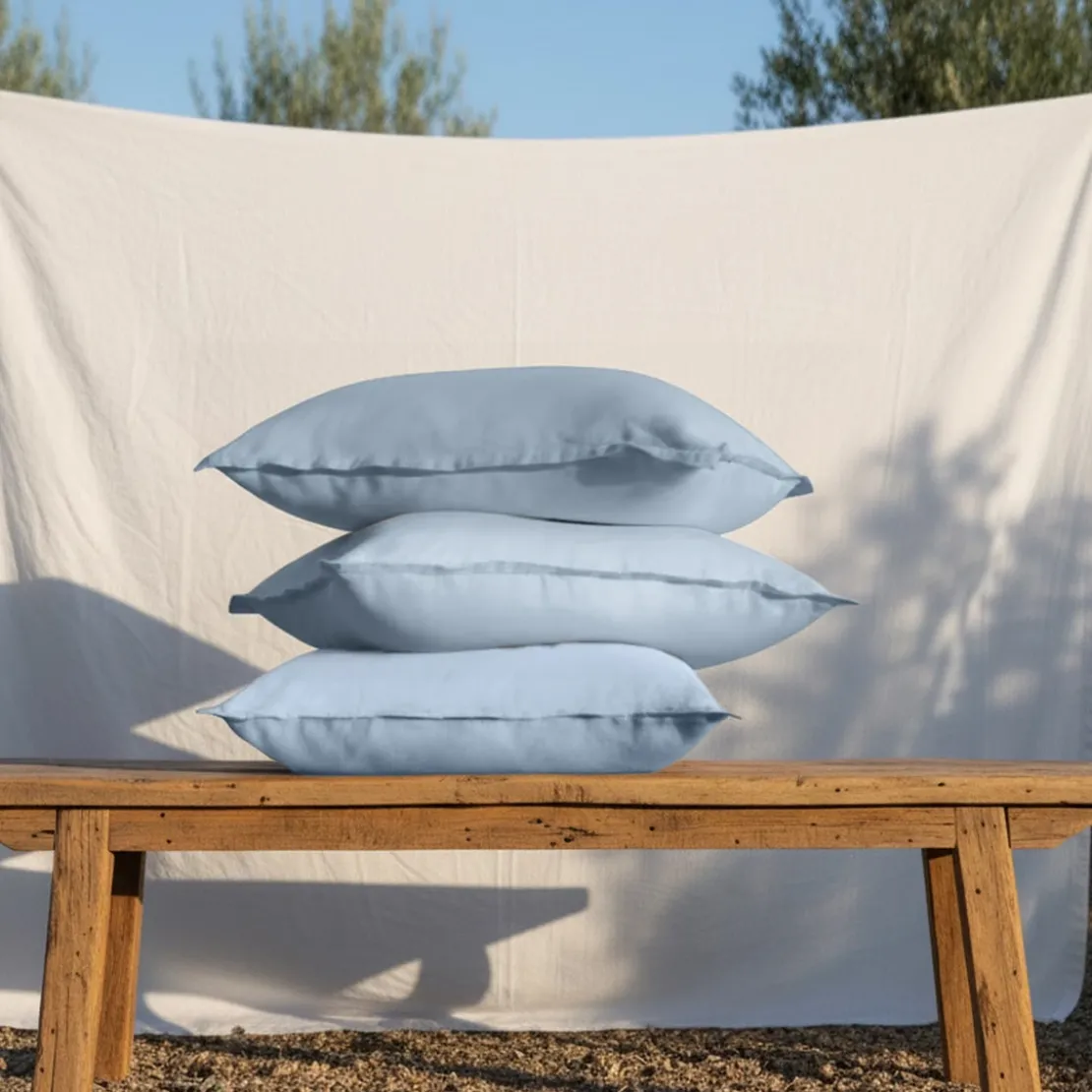 3S. x SignatureTaie d'oreiller ou taie de traversin Luxe Percale de coton Bio - Bleu - Azur