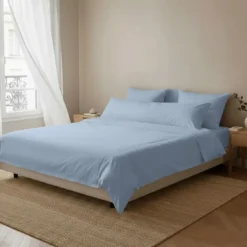 3S. x SignatureTaie d'oreiller ou taie de traversin Luxe Percale de coton Bio - Bleu - Azur