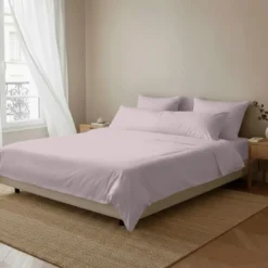 3S. x SignatureTaie d'oreiller ou taie de traversin Luxe Percale de coton Bio - Rose - Dragée