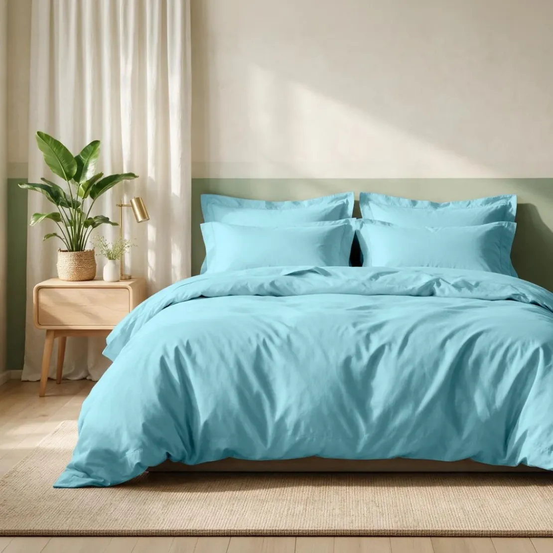 3S. x TertioDrap-housse coton - Bleu - Lagon