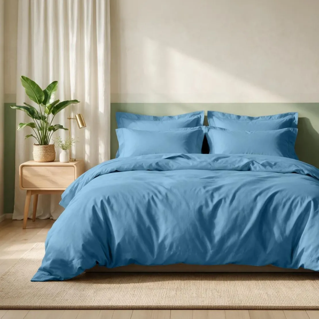 3S. x TertioDrap-housse coton - Bleu - Azur