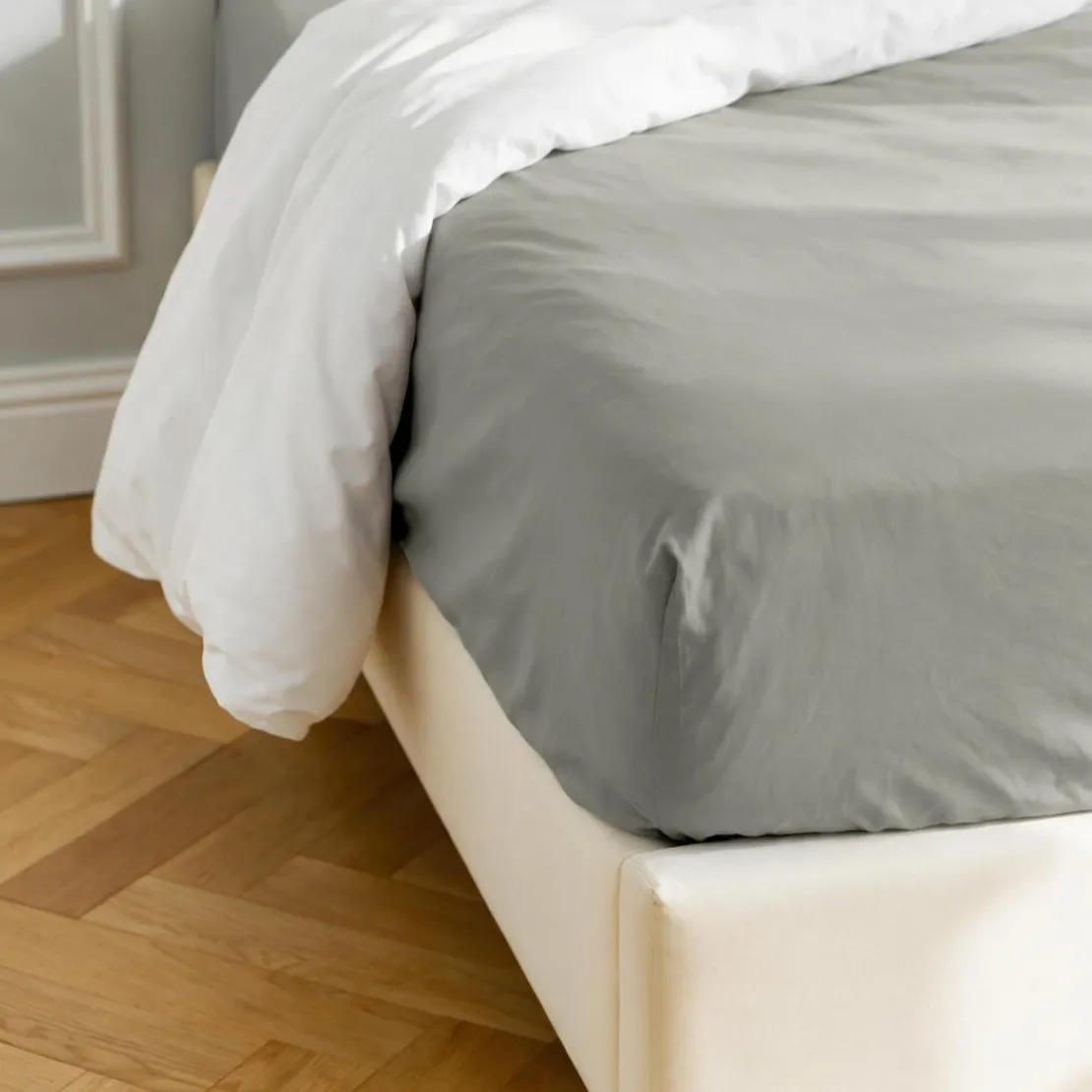 3S. x TertioDrap-housse coton - Gris - Perle