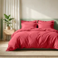 3S. x TertioDrap housse coton - Rouge - Carmin