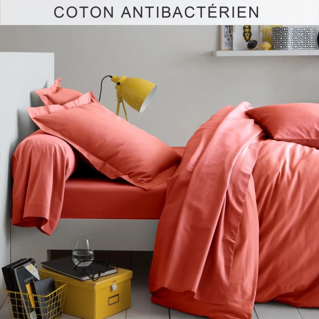 3S. x TertioDrap housse coton Sanitized® -Corail