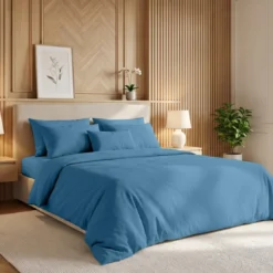 3S. x TertioDrap-housse grand bonnet coton - Bleu - Azur