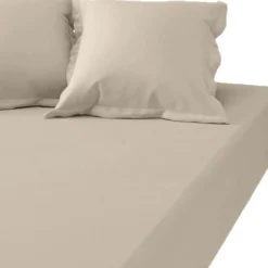 3S. x TertioDrap-housse grand bonnet XL satin de Coton uni - Beige - Ecru
