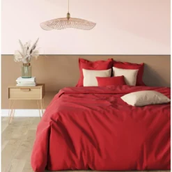 3S. x TertioDrap-housse grand bonnet polycoton - Rouge - Carmin