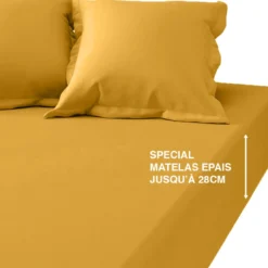 3S. x TertioDrap-housse grand bonnet polycoton Jaune