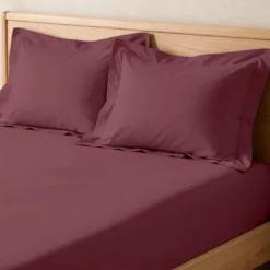 3S. x TertioDrap Housse Grand Bonnet Percale De Coton - Bordeaux - Rouge vin