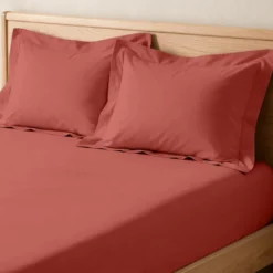3S. x TertioDrap-housse grand bonnet coton - Terracotta
