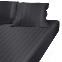 3S. x TertioDrap-housse grand bonnet XL satin de coton rayé - Gris - Anthracite