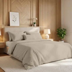 3S. x TertioDrap-housse grand bonnet coton - Beige - Écru