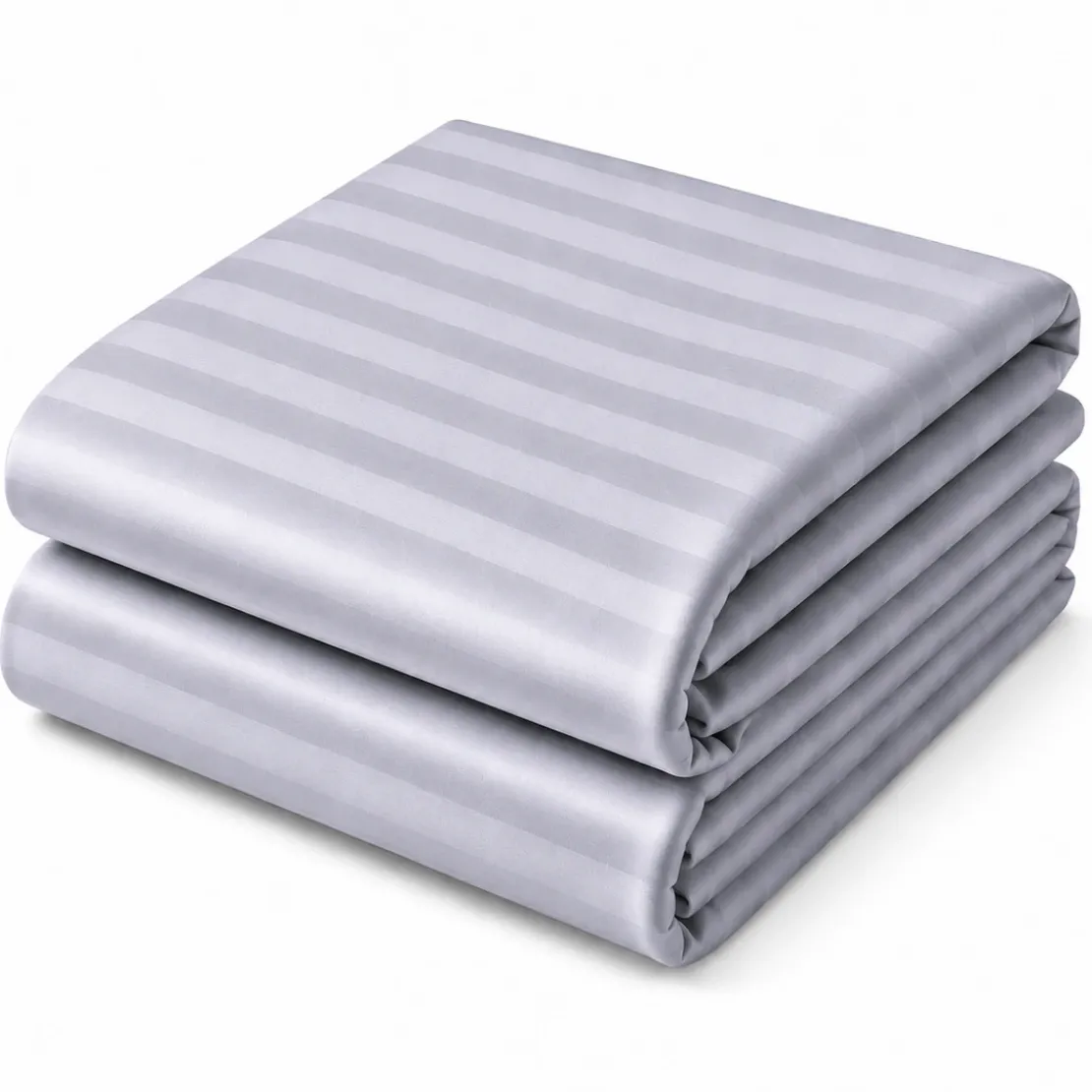 3S. x TertioDrap Housse Grand Bonnet Satin De Coton rayé - Gris - Perle