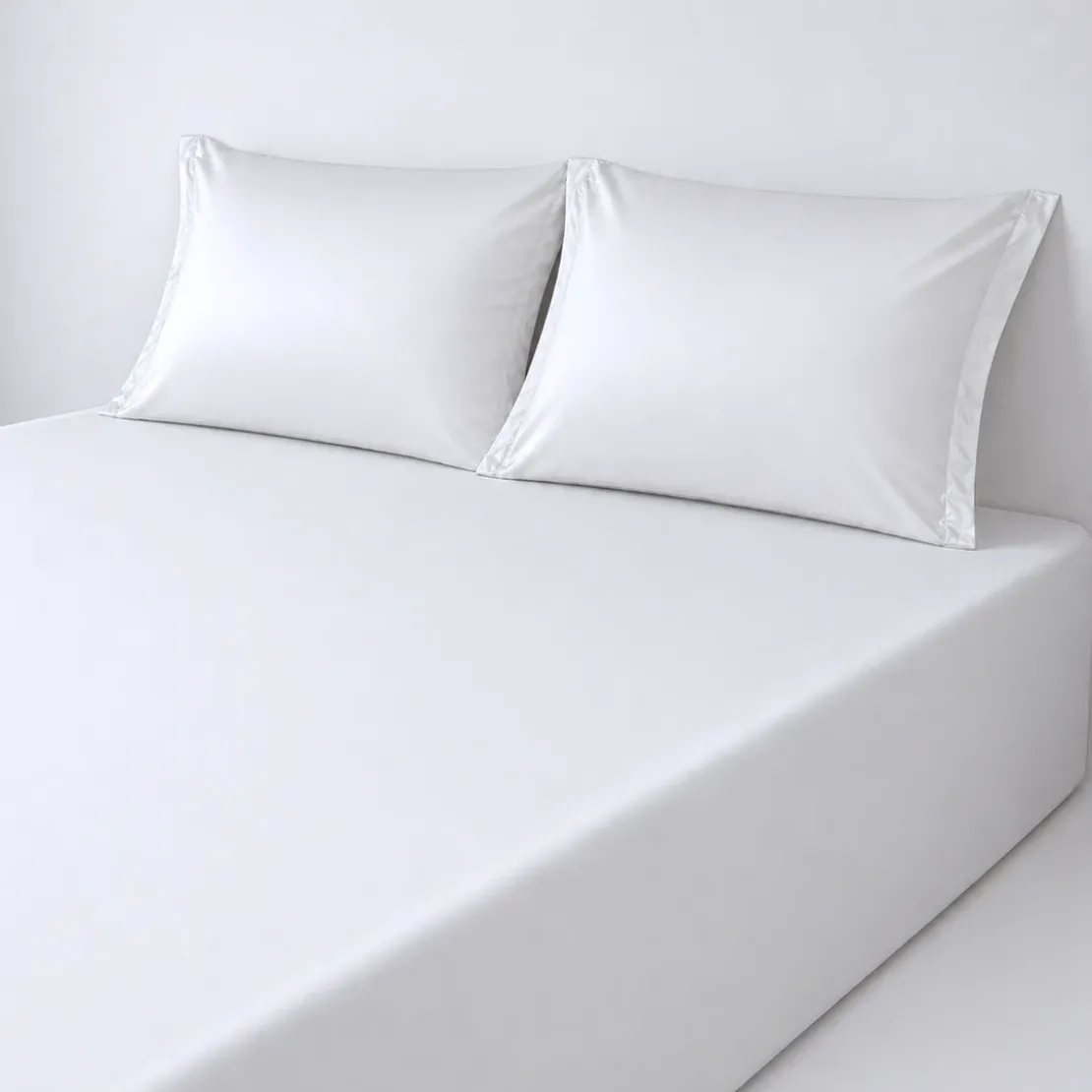3S. x TertioDrap-housse grand bonnet XL satin de Coton uni - Blanc