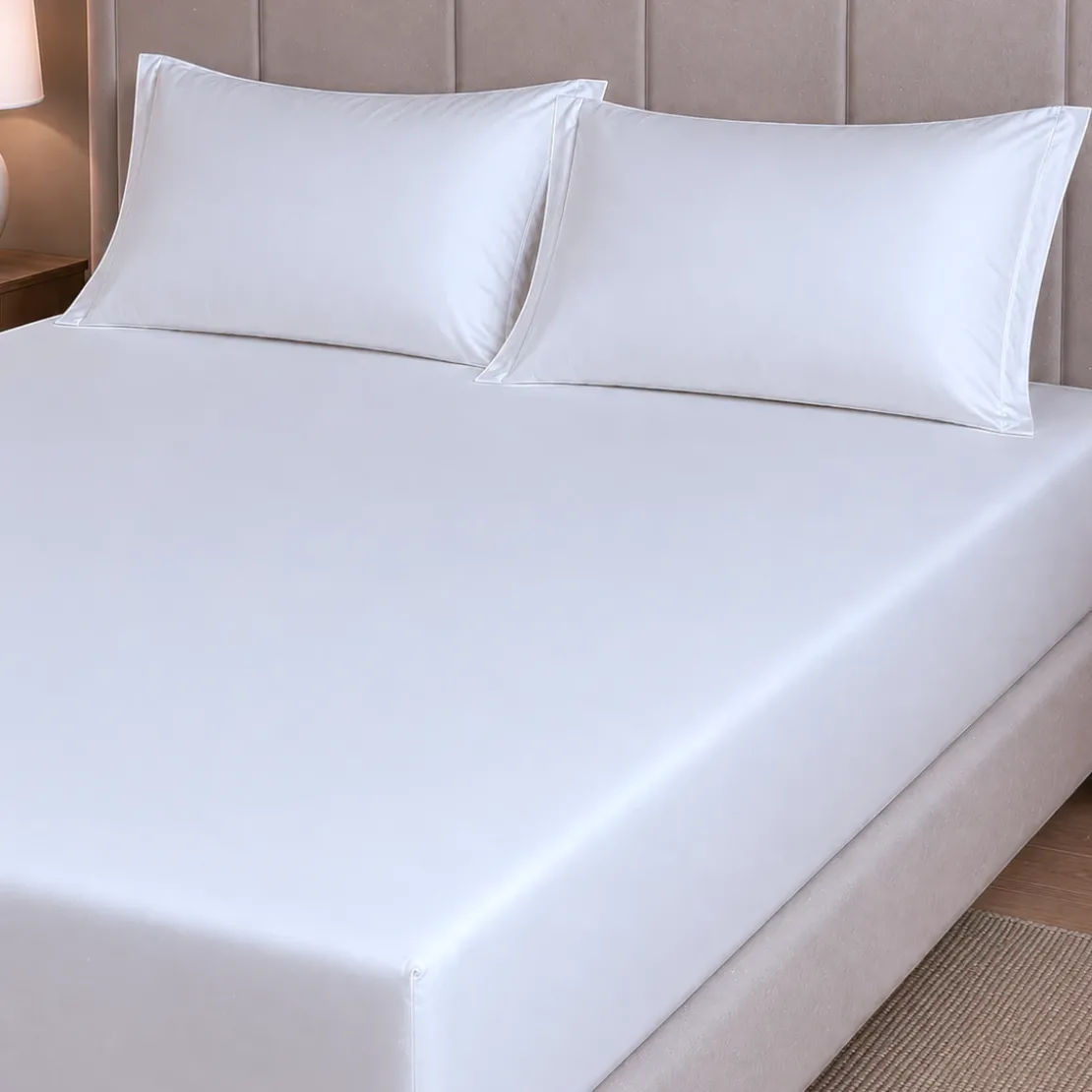 3S. x TertioDrap-housse grand bonnet XL satin de Coton uni - Blanc