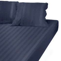 3S. x TertioDrap Housse Grand Bonnet XL Satin De Coton rayé - Bleu - Indigo