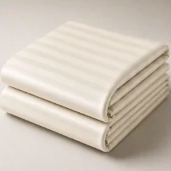 3S. x TertioDrap Housse Grand Bonnet satin de coton rayé - Beige - Écru