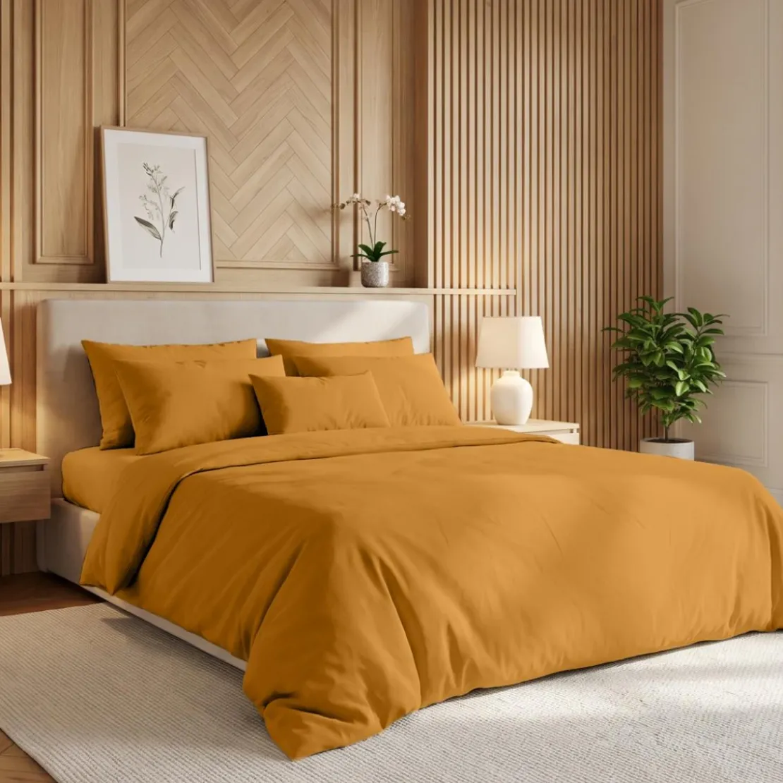 3S. x TertioDrap-housse grand bonnet XL Coton - Jaune - Curry