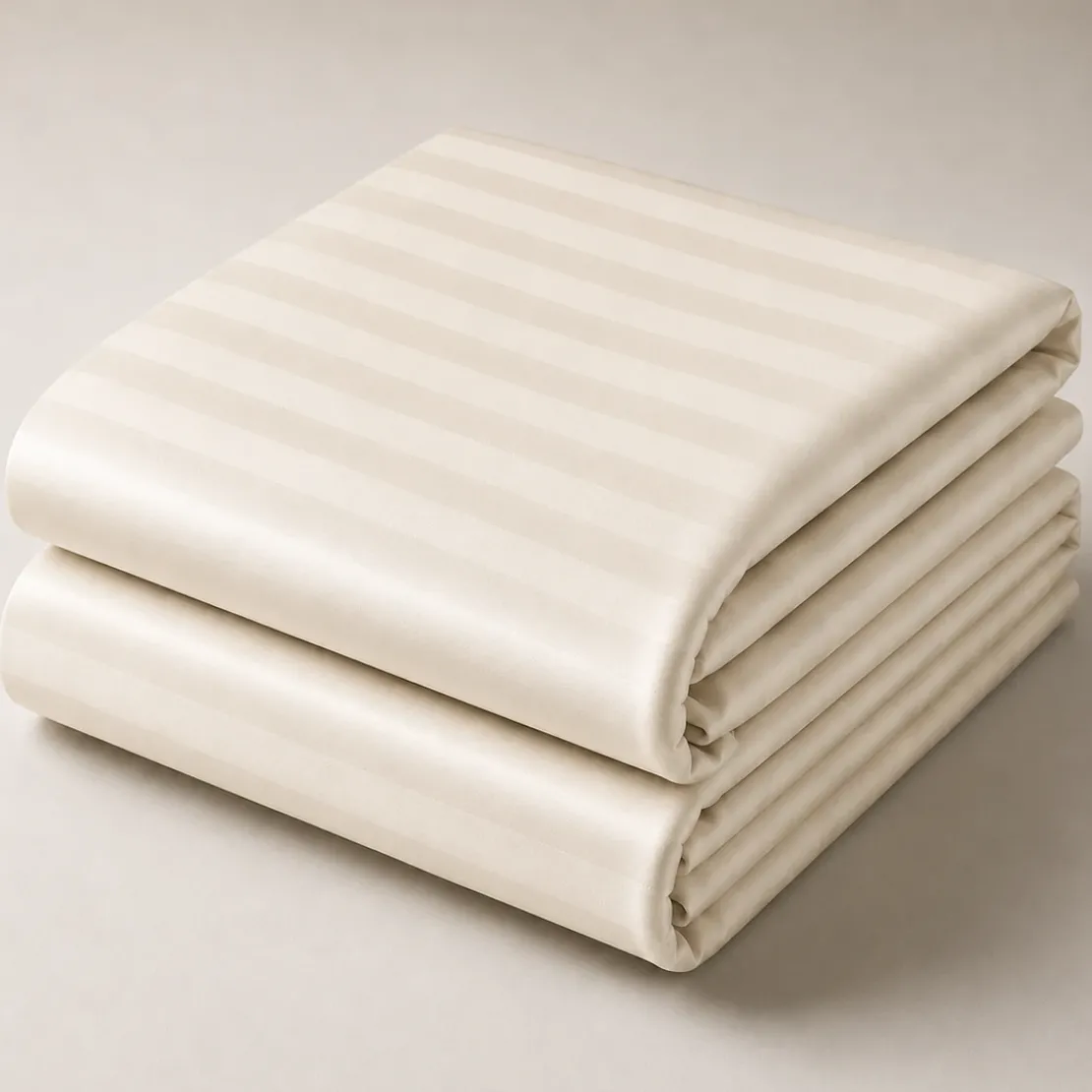 3S. x TertioDrap Housse Grand Bonnet XL satin de coton rayé - Beige - Ecru
