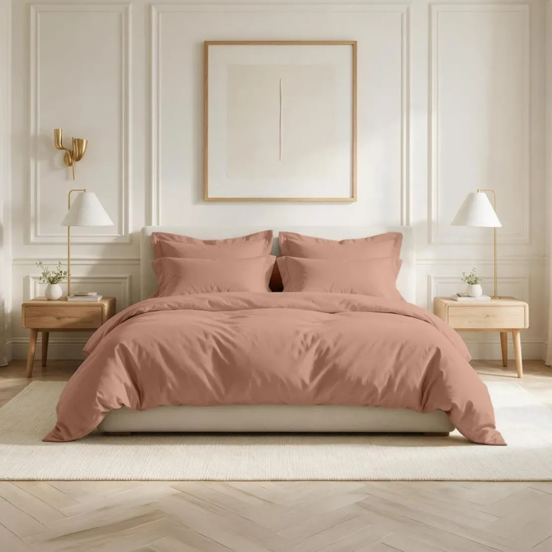 3S. x TertioDrap-housse grand bonnet XL percale de coton - Rose - Blossom