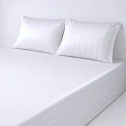 3S. x TertioDrap Housse Grand Bonnet XL Satin De Coton rayé - Blanc